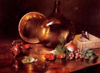 William Merritt Chase : Still Life Brass and Glass